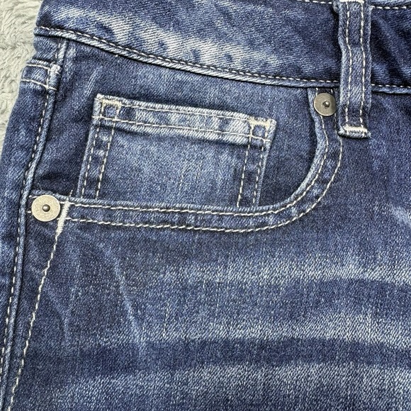 Miss Me Jeans 29 (30x31) Boot Distressed Embellished Raw Hem Cut Ankles Whiskers - Picture 6 of 16